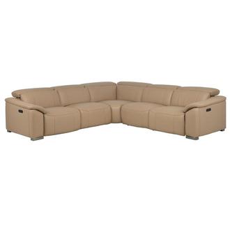 Cordova Dark Cream Leather Power Reclining Sectional with 5PCS/2PWR