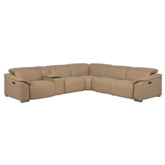 Cordova Dark Cream Leather Power Reclining Sectional with 6PCS/2PWR