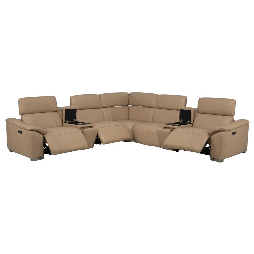 Cordova Dark Cream Leather Power Reclining Sectional with 7PCS/3PWR alternate image, 3 of 13 images.