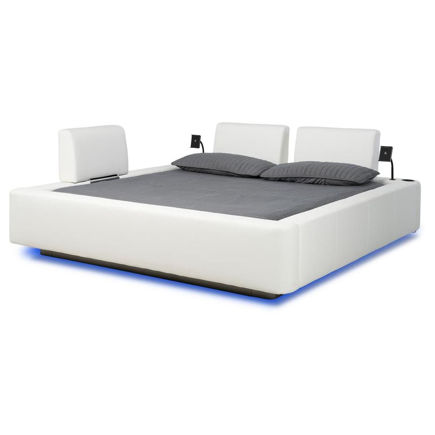 Cassie Party White Queen Platform Bed w/3 Backrests  main image, 1 of 2 images.
