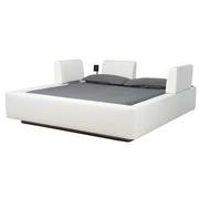 Cassie Party White King Platform Bed w/3 Backrests  alternate image, 2 of 2 images.