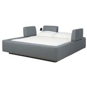 Cassie Party Grey King Platform Bed w/3 Backrests  alternate image, 2 of 2 images.