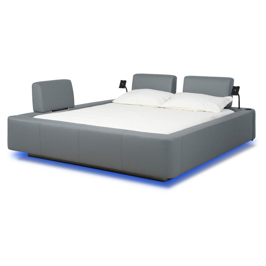 Cassie Party Grey King Platform Bed w/3 Backrests  main image, 1 of 2 images.