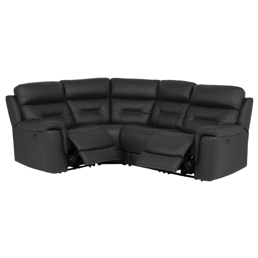 Palmer Dark Gray Leather Power Reclining Sectional with 4PCS/2PWR alternate image, 2 of 9 images.