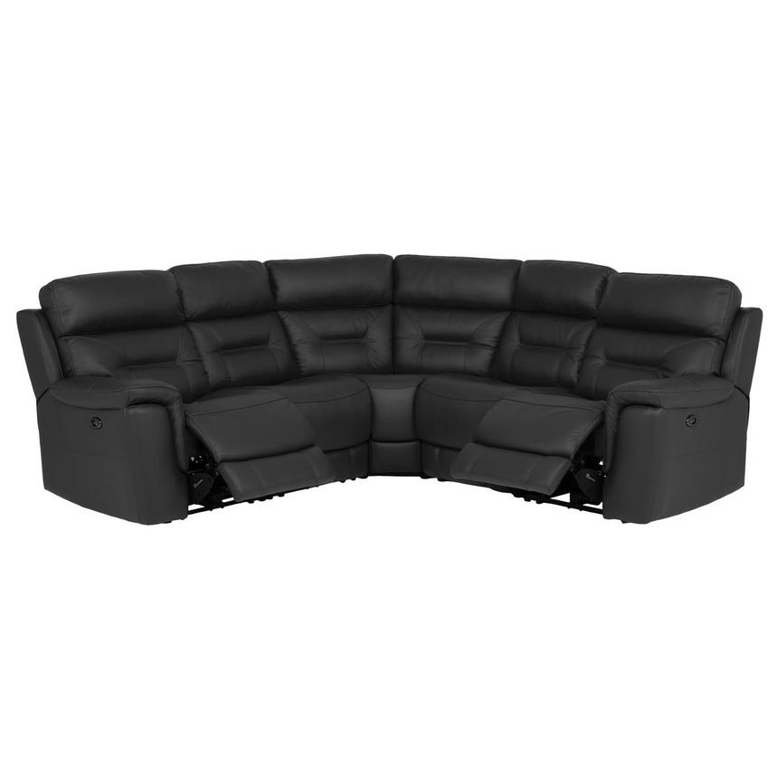 Palmer Dark Gray Leather Power Reclining Sectional with 5PCS/2PWR alternate image, 2 of 9 images.