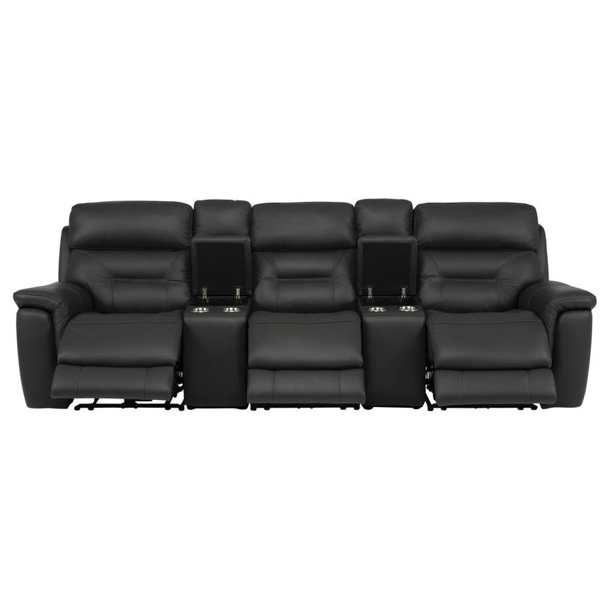 Palmer Dark Gray Home Theater Leather Seating with 5PCS/3PWR alternate image, 2 of 9 images.