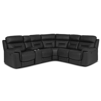 Palmer Dark Gray Leather Power Reclining Sectional with 6PCS/2PWR