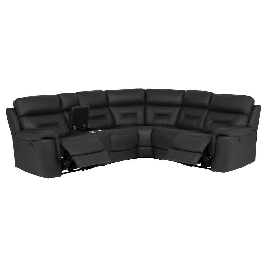 Palmer Dark Gray Leather Power Reclining Sectional with 6PCS/2PWR alternate image, 2 of 11 images.