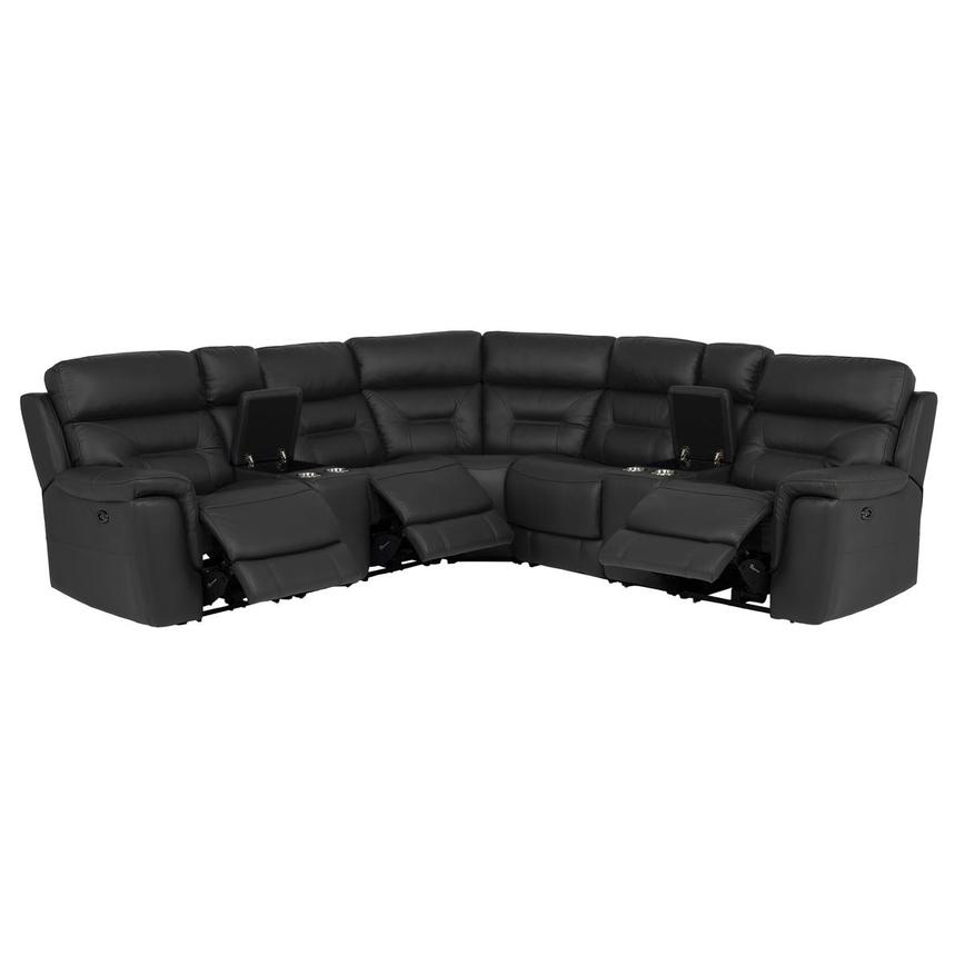 Palmer Dark Gray Leather Power Reclining Sectional with 7PCS/3PWR  alternate image, 2 of 11 images.