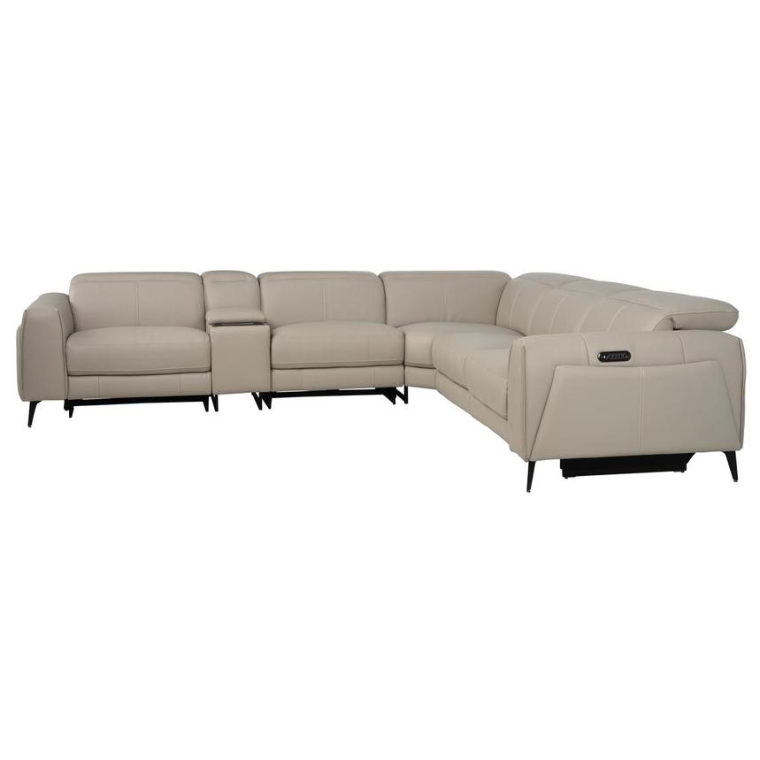 Luke 2.0 Taupe Leather Power Reclining Sectional with 6PCS/2PWR alternate image, 3 of 11 images.