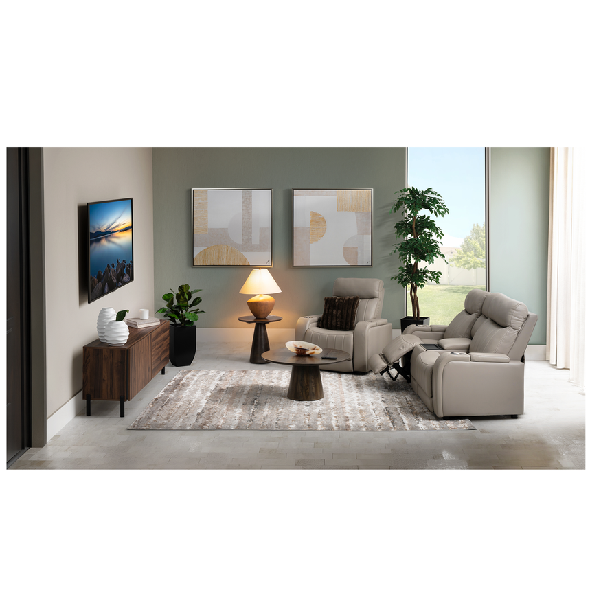 Neptune Gray Leather Power Recliner  alternate image, 2 of 16 images.