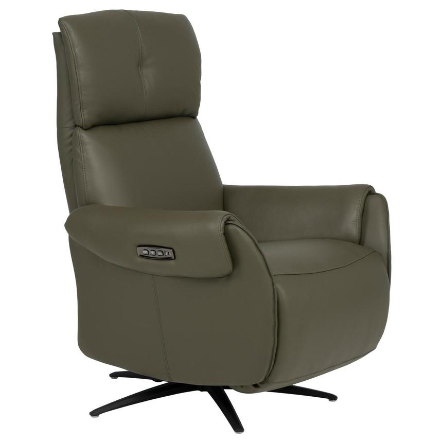 Torrence Green Leather Power Swivel Recliner w/Massage  alternate image, 7 of 17 images.