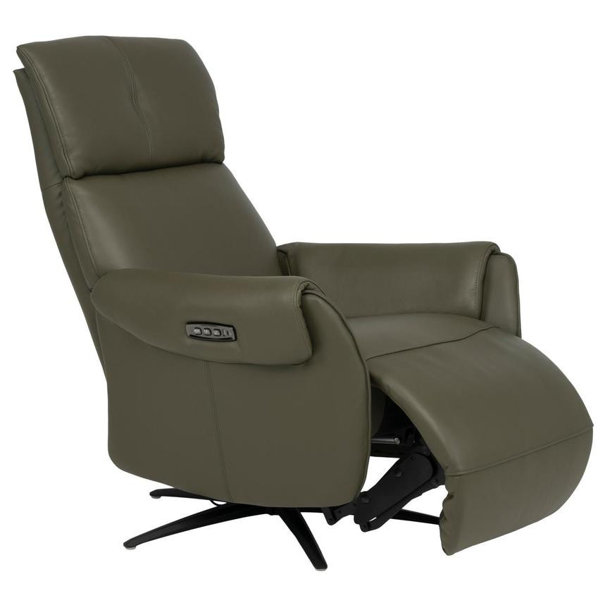 Torrence Green Leather Power Swivel Recliner w/Massage  alternate image, 7 of 16 images.