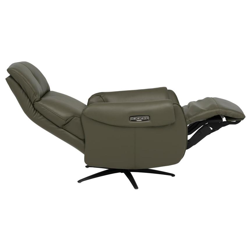 Torrence Green Leather Power Swivel Recliner w/Massage  alternate image, 12 of 17 images.