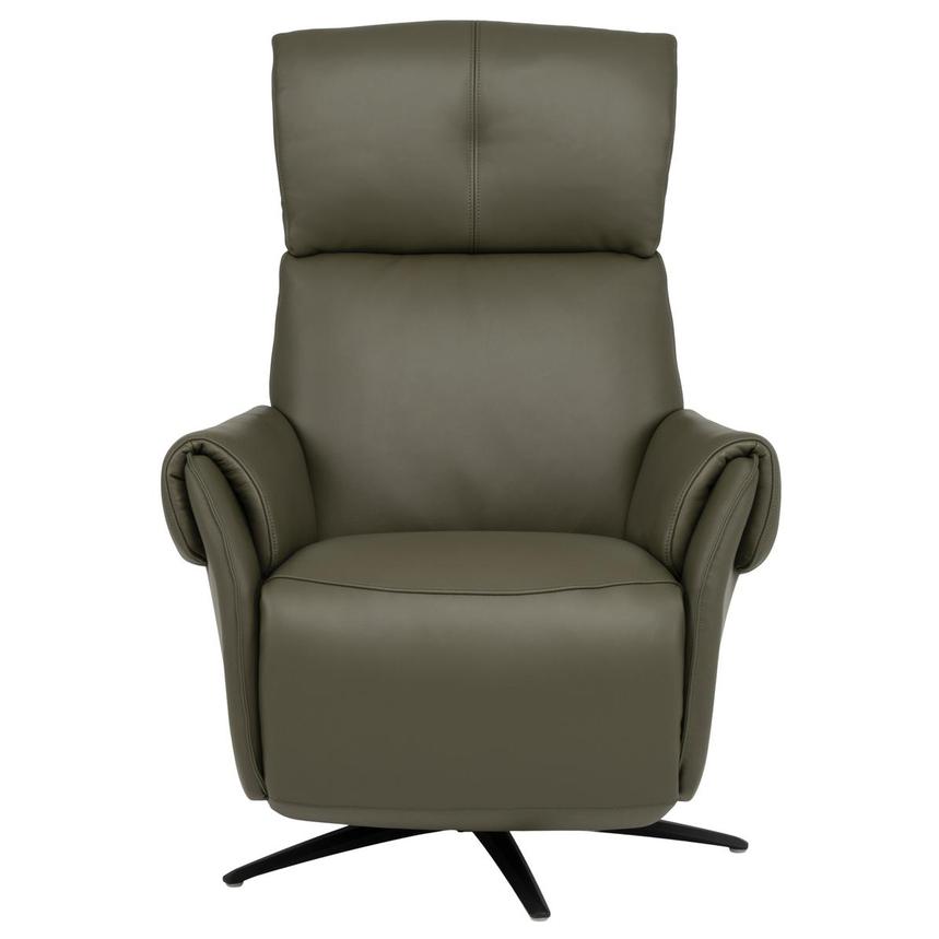 Torrence Green Leather Power Swivel Recliner w/Massage  alternate image, 2 of 16 images.
