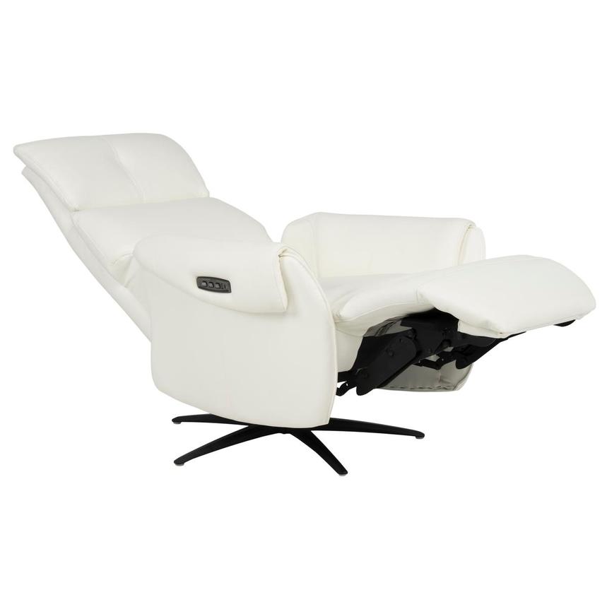 Torrence White Leather Power Swivel Recliner w/Massage  alternate image, 12 of 17 images.