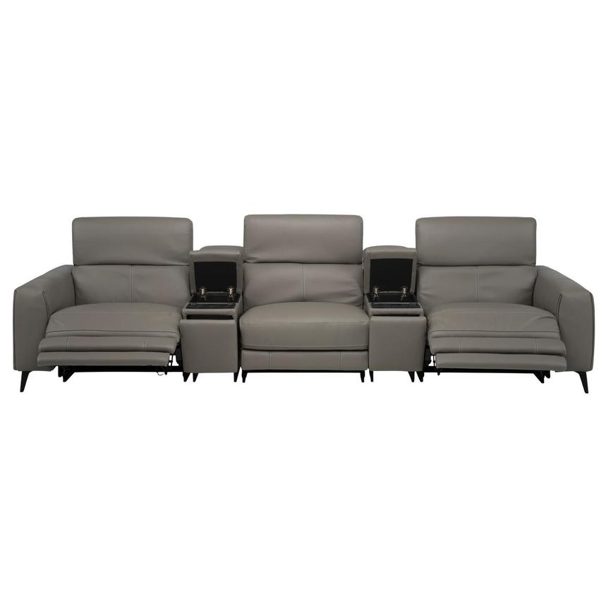 Luke 2.0 Dark Gray Home Theater Leather Seating with 5PCS/2PWR  alternate image, 2 of 12 images.