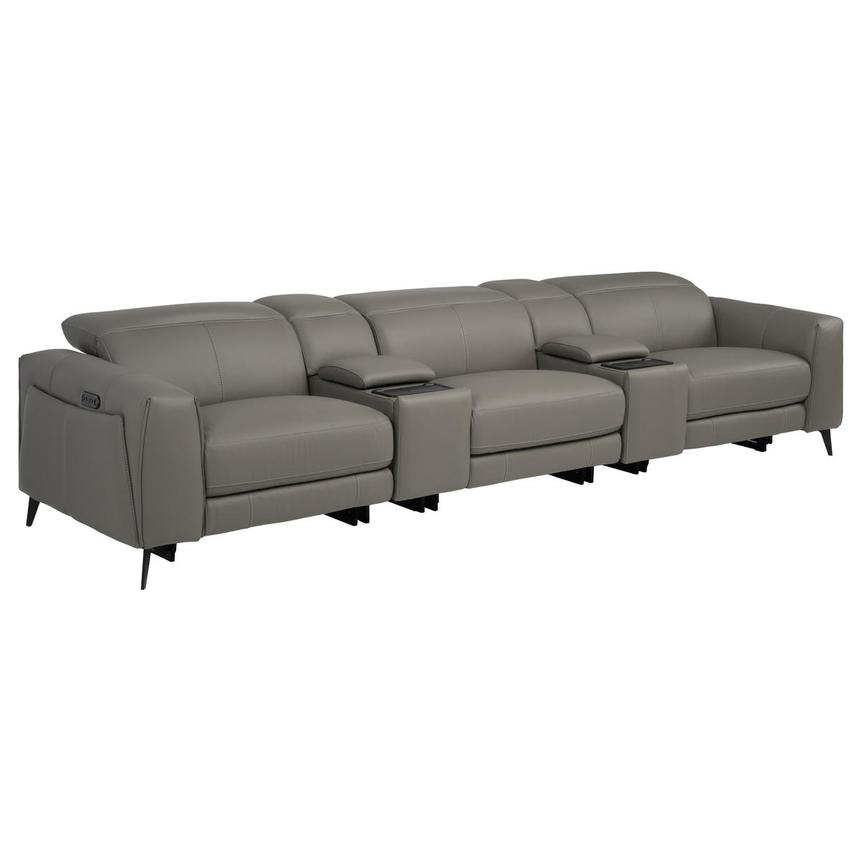Luke 2.0 Dark Gray Home Theater Leather Seating with 5PCS/3PWR  alternate image, 4 of 11 images.