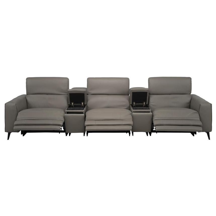 Luke 2.0 Dark Gray Home Theater Leather Seating with 5PCS/3PWR alternate image, 2 of 11 images.