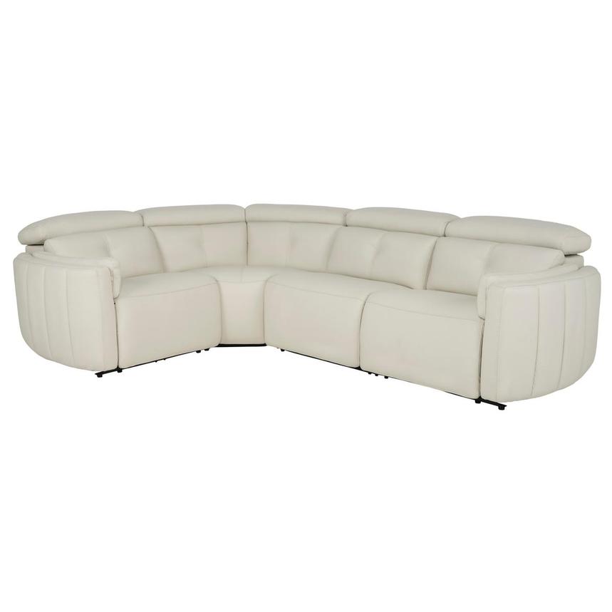 Kamet Ivory Leather Power Reclining Sectional with 4PCS/2PWR