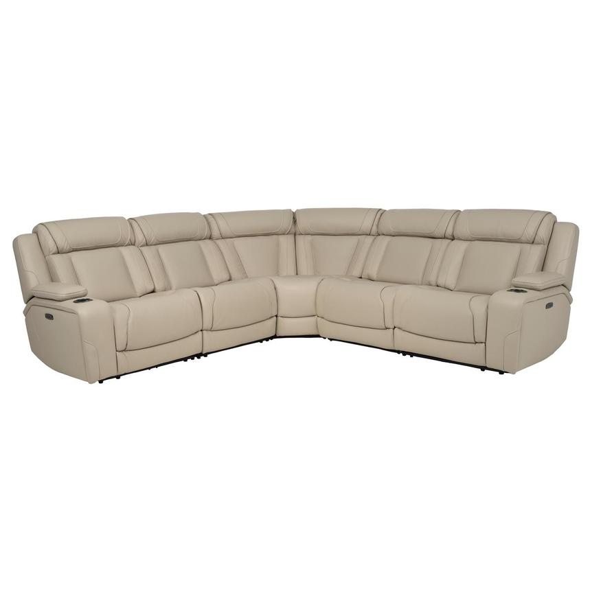 Odyssey Beige Leather Power Reclining Sectional with 5PCS/3PWR