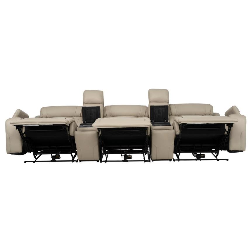 Odyssey Beige 5PCS/3PWR Home Theater Leather Seating w/Beverage Cooler  alternate image, 2 of 5 images.