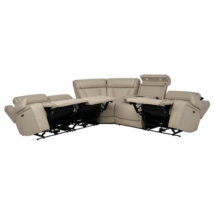 Odyssey Beige Leather Power Reclining Sectional with 5PCS/3PWR alternate image, 2 of 9 images.