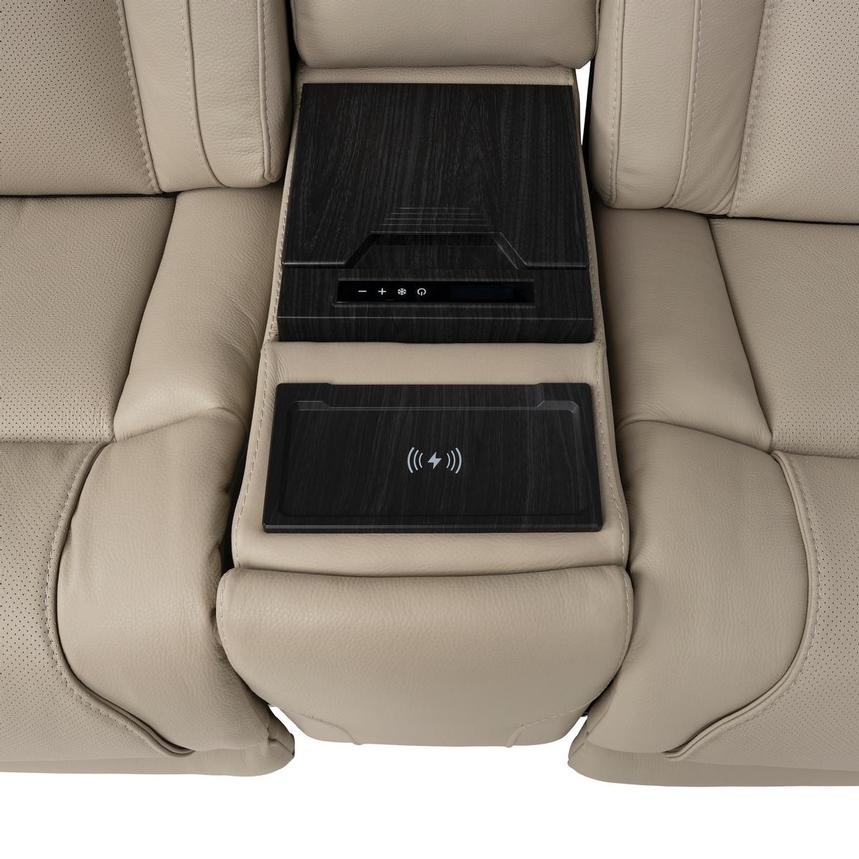 Odyssey Beige 6PCS/3PWR Leather Power Reclining Sectional w/Beverage Cooler  alternate image, 9 of 28 images.