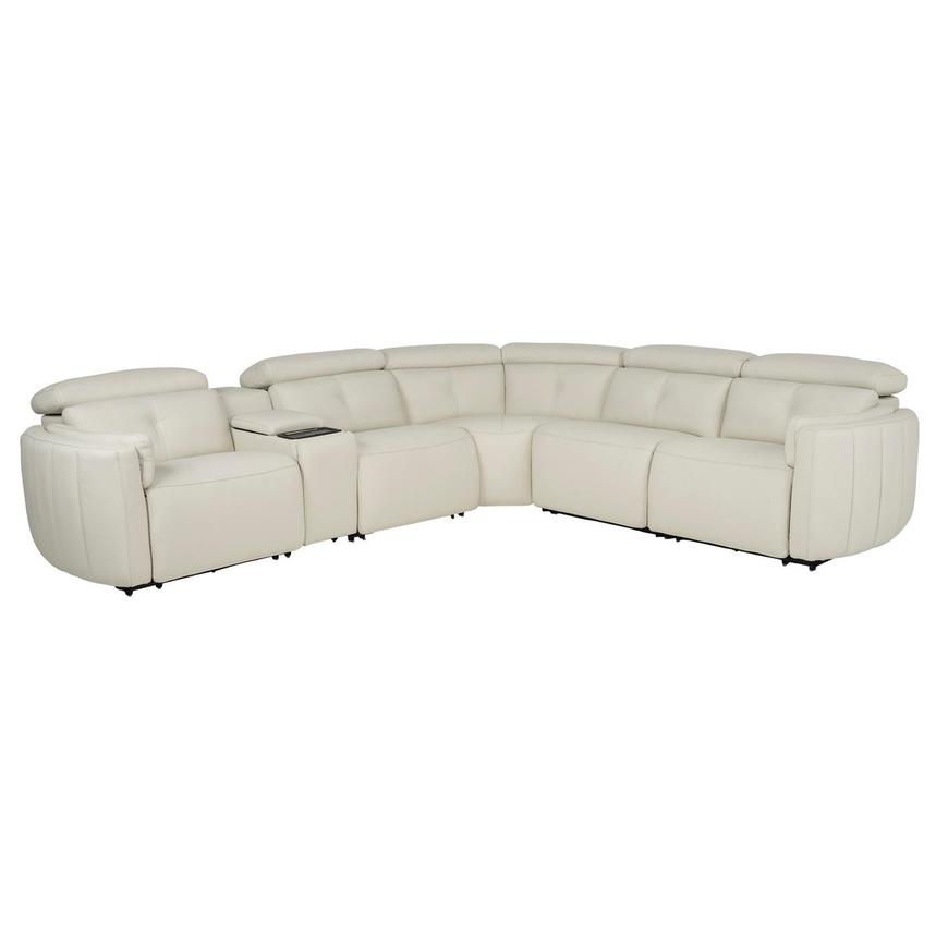 Kamet Ivory Leather Power Reclining Sectional with 6PCS/3PWR