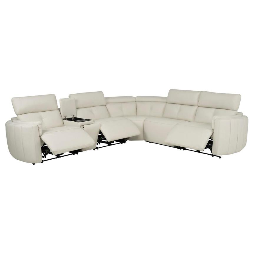 Kamet Ivory Leather Power Reclining Sectional with 6PCS/3PWR alternate image, 2 of 8 images.