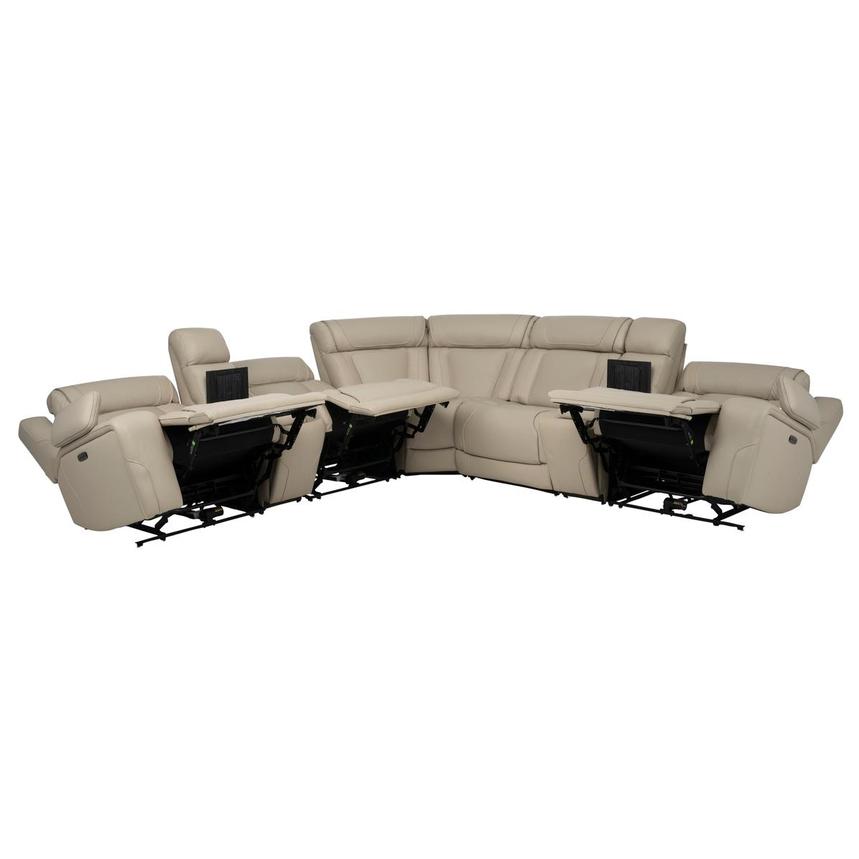 Odyssey Beige 7PCS/3PWR Leather Power Reclining Sectional w/Beverage Cooler alternate image, 2 of 15 images.