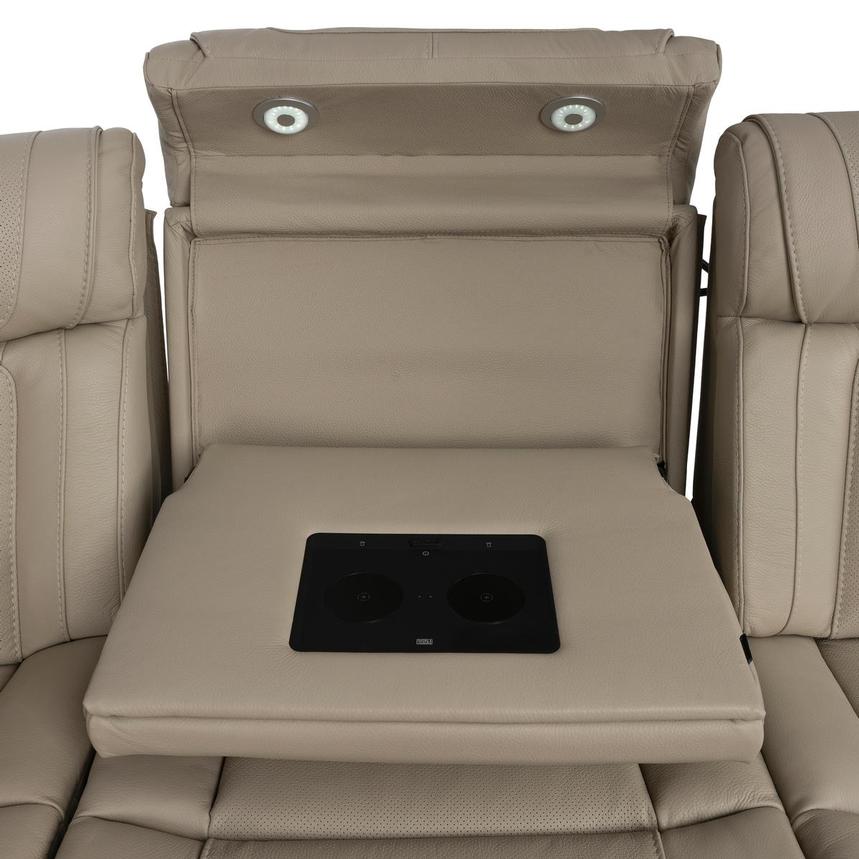 Odyssey Beige 7PCS/3PWR Leather Power Reclining Sectional w/Beverage Cooler  alternate image, 9 of 15 images.