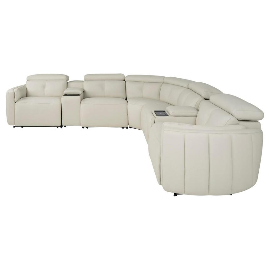 Kamet Ivory Leather Power Reclining Sectional with 7PCS/3PWR alternate image, 7 of 12 images.