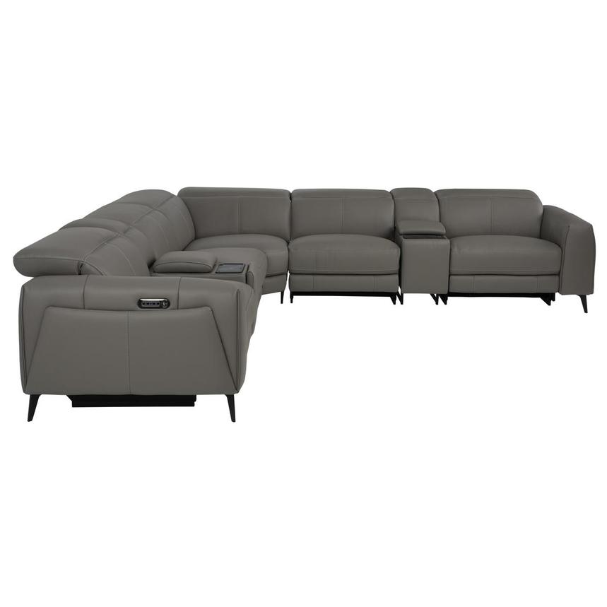 Luke 2.0 Dark Gray Leather Power Reclining Sectional with 7PCS/3PWR alternate image, 3 of 12 images.