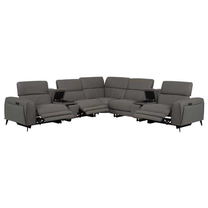 Luke 2.0 Dark Gray Leather Power Reclining Sectional with 7PCS/3PWR  alternate image, 2 of 12 images.