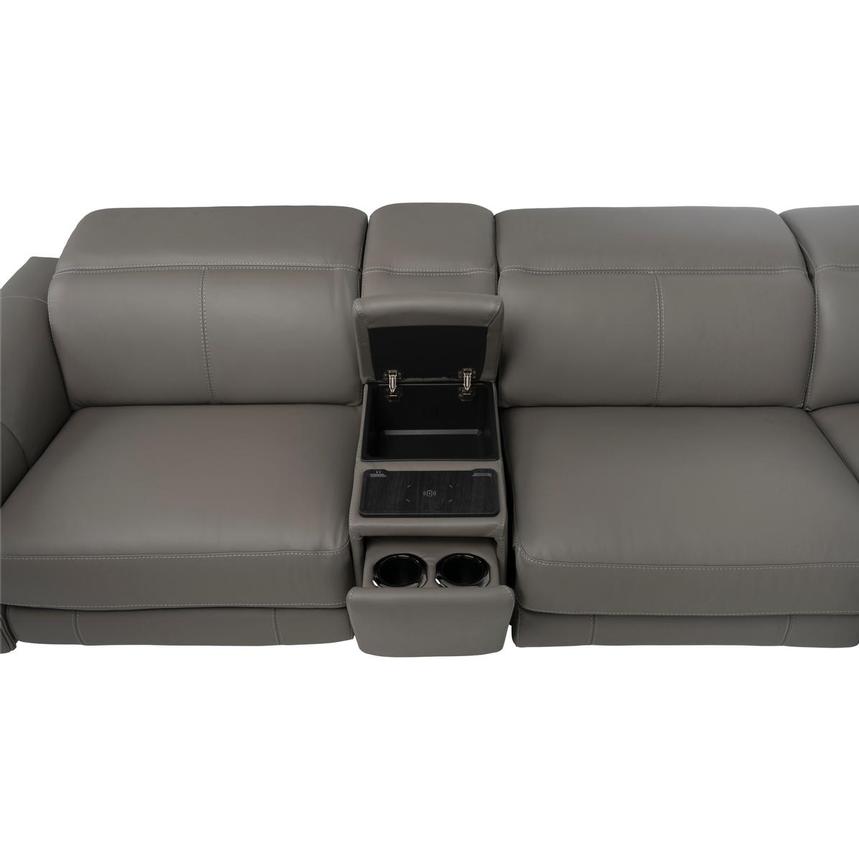 Luke 2.0 Dark Gray Leather Power Reclining Sectional with 6PCS/2PWR  alternate image, 7 of 14 images.