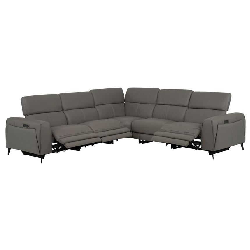 Luke 2.0 Dark Gray Leather Power Reclining Sectional with 5PCS/3PWR  alternate image, 2 of 10 images.