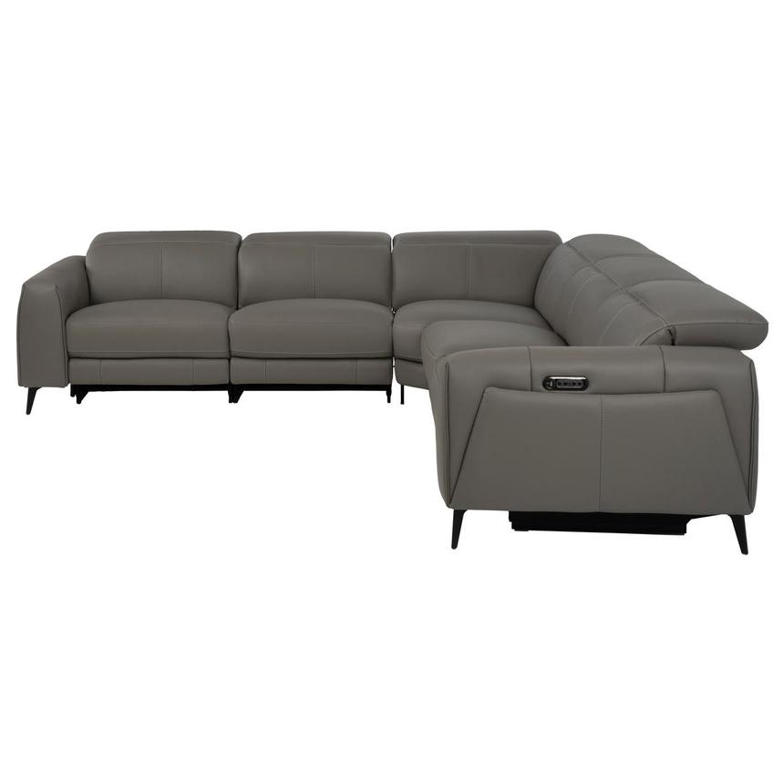 Luke 2.0 Dark Gray Leather Power Reclining Sectional with 5PCS/2PWR alternate image, 3 of 9 images.
