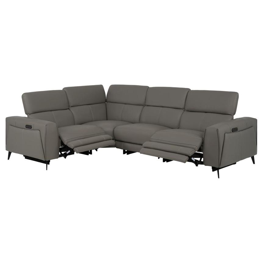 Luke 2.0 Dark Gray Leather Power Reclining Sectional with 4PCS/2PWR alternate image, 2 of 9 images.