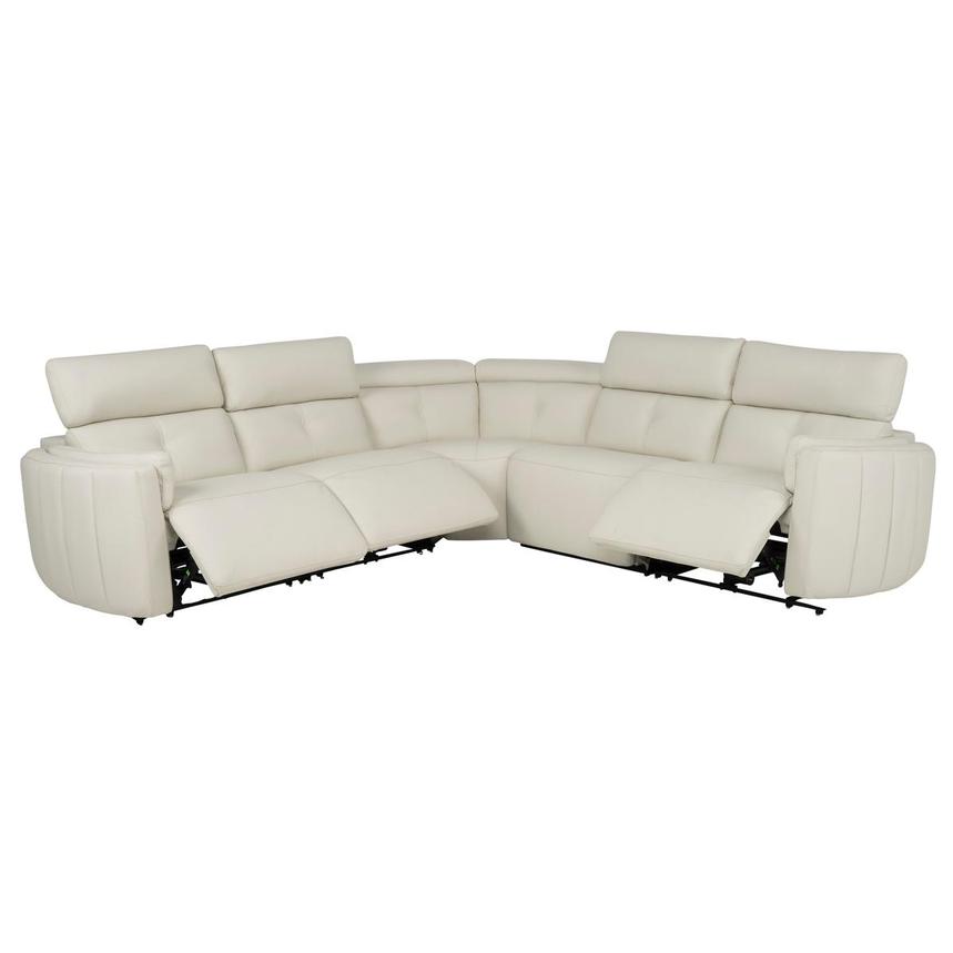 Kamet Ivory Leather Power Reclining Sectional with 5PCS/3PWR alternate image, 2 of 8 images.