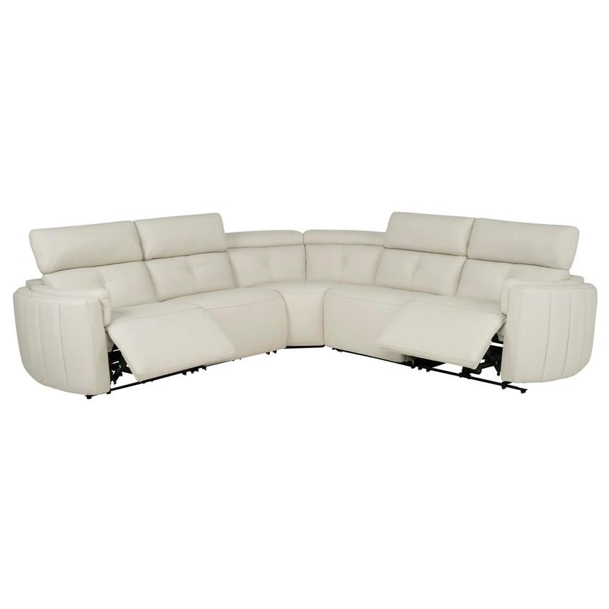 Kamet Ivory Leather Power Reclining Sectional with 5PCS/2PWR alternate image, 2 of 8 images.