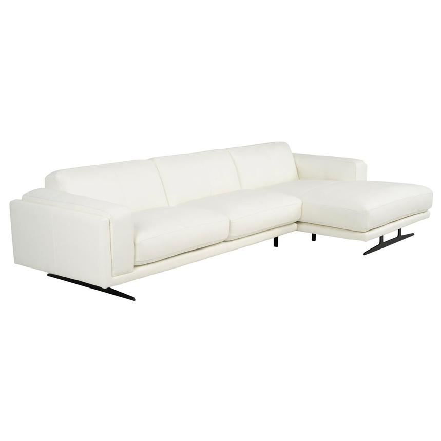 Palermo White Leather Sofa w/Right Chaise alternate image, 3 of 8 images.