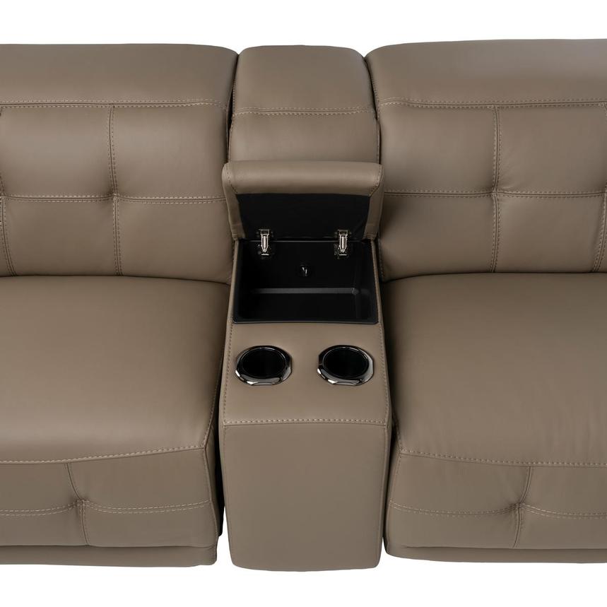 Graystone Dark Taupe Leather Power Reclining Sectional with 7PCS/3PWR  alternate image, 7 of 14 images.