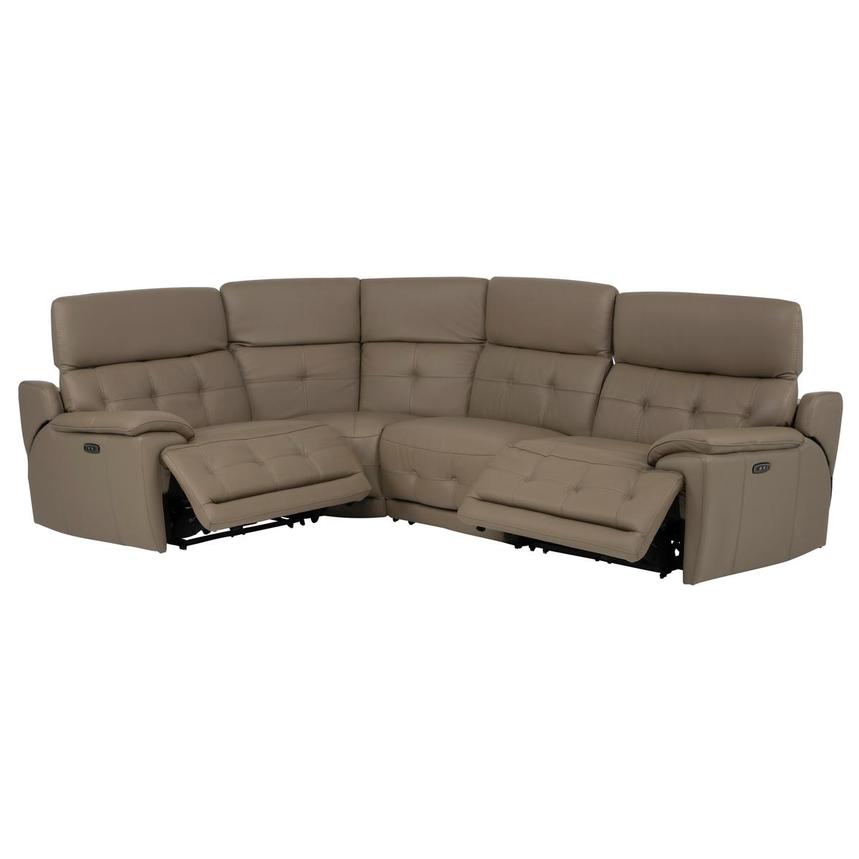 Graystone Dark Taupe Leather Power Reclining Sectional with 4PCS/2PWR  alternate image, 2 of 9 images.