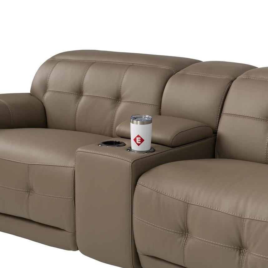 Graystone Dark Taupe Leather Power Reclining Sectional with 7PCS/3PWR  alternate image, 7 of 15 images.