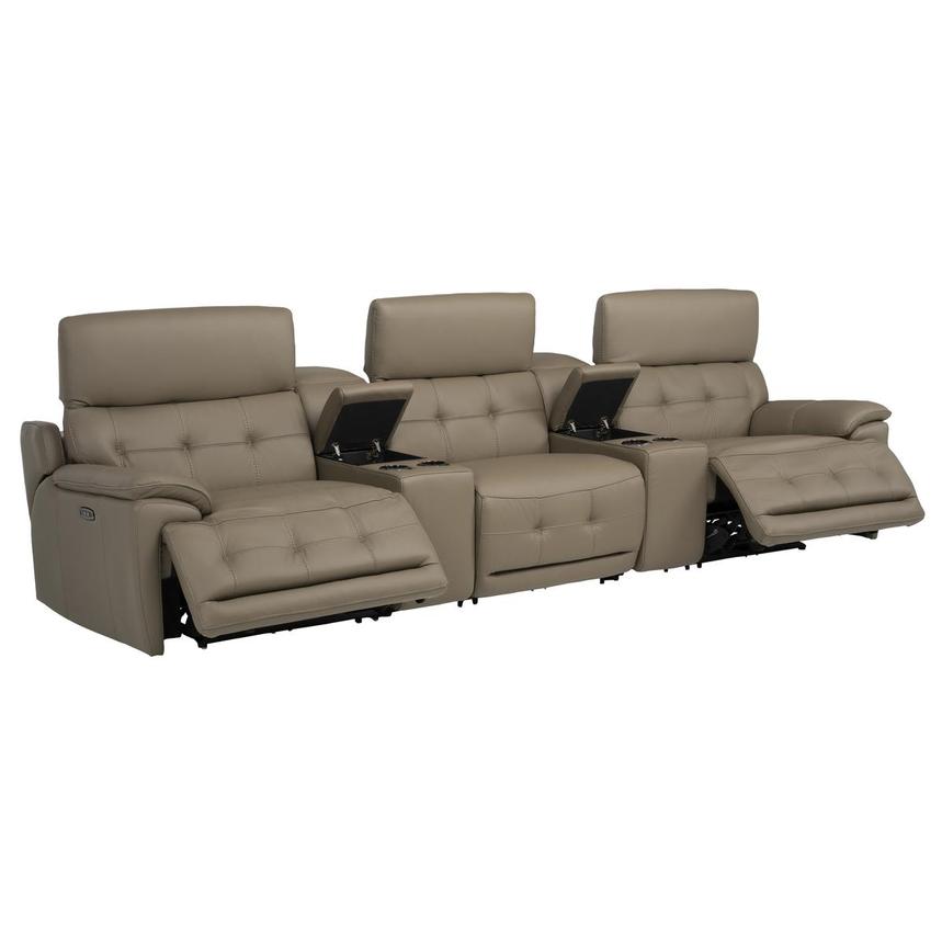 Graystone Dark Taupe Home Theater Leather Seating with 5PCS/2PWR alternate image, 3 of 12 images.