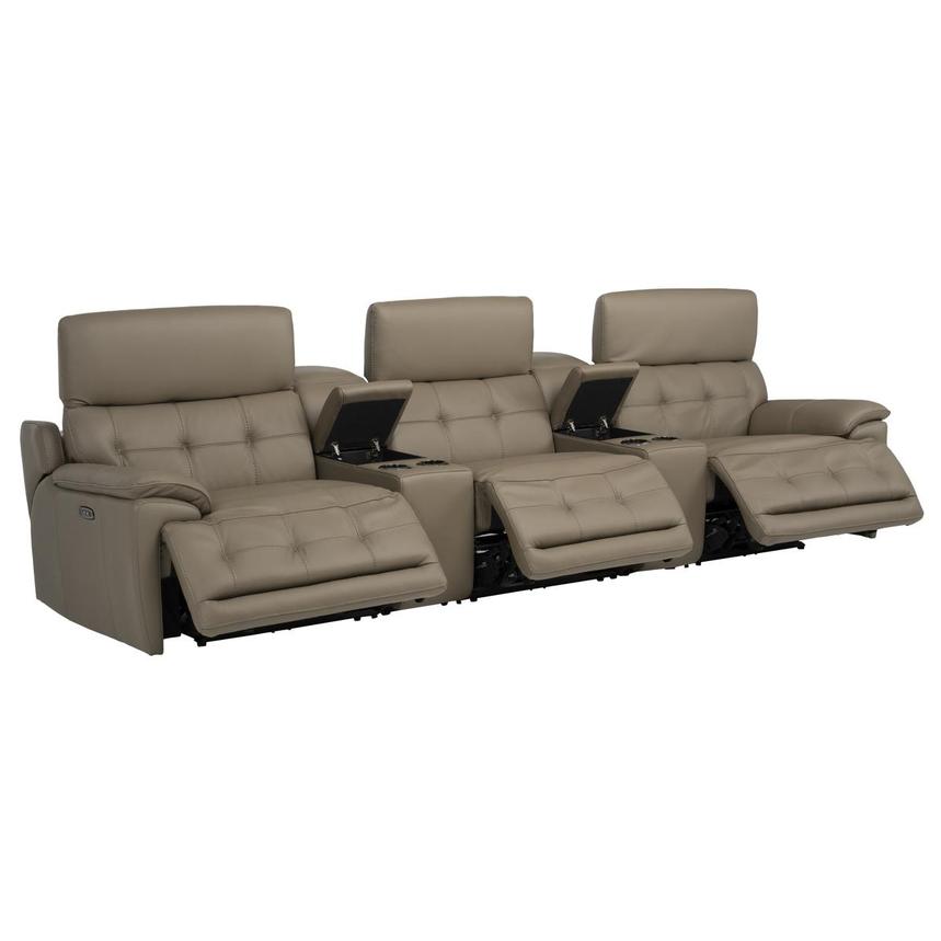Graystone Dark Taupe Home Theater Leather Seating with 5PCS/3PWR alternate image, 3 of 13 images.