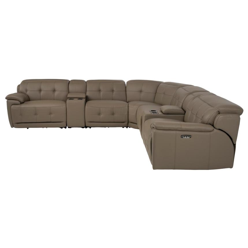 Graystone Dark Taupe Leather Power Reclining Sectional with 7PCS/3PWR alternate image, 3 of 14 images.