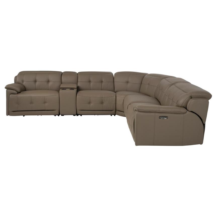 Graystone Dark Taupe Leather Power Reclining Sectional with 6PCS/3PWR alternate image, 3 of 13 images.