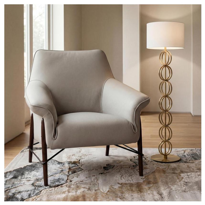 Jensen Gray Leather Accent Chair  alternate image, 2 of 11 images.